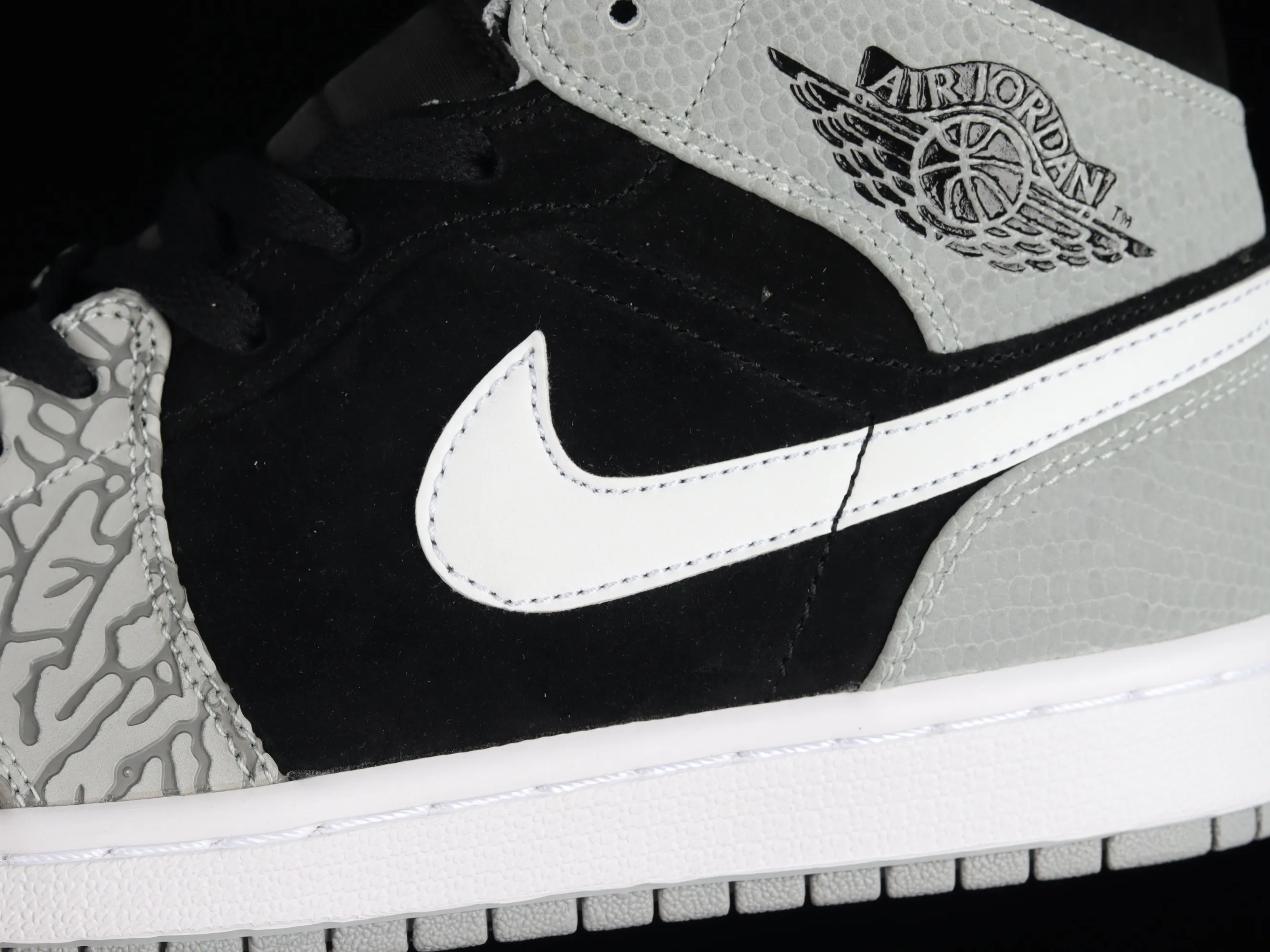 All categories Air Jordan Jordan series basketball shoes Air Jordan 1 Mid Air Jordan 1 Mid "Elephant Toe" AJ1 Joe 1 black and gray crackle pattern DM1200-016
